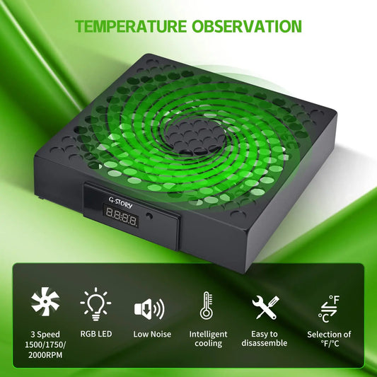 G-STORY Xbox Series X Cooling Fan with Automatic Temperature-Based Speed Adjustment, LED Display, High-Performance Cooling, Low Noise Operation, and RGB Lighting - 3 Speed Options (1500/1750/2000 RPM, 140MM)