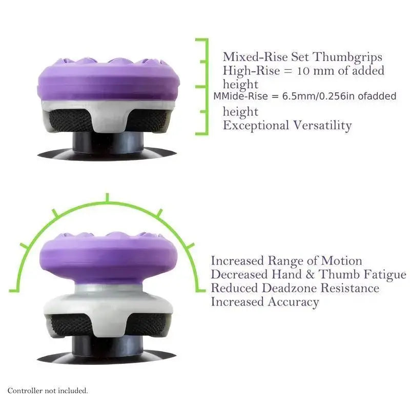 Professional Joystick Thumb Grips for PS5/PS4 and Xbox - Includes 1 High-Rise and 1 Mid-Rise Cap