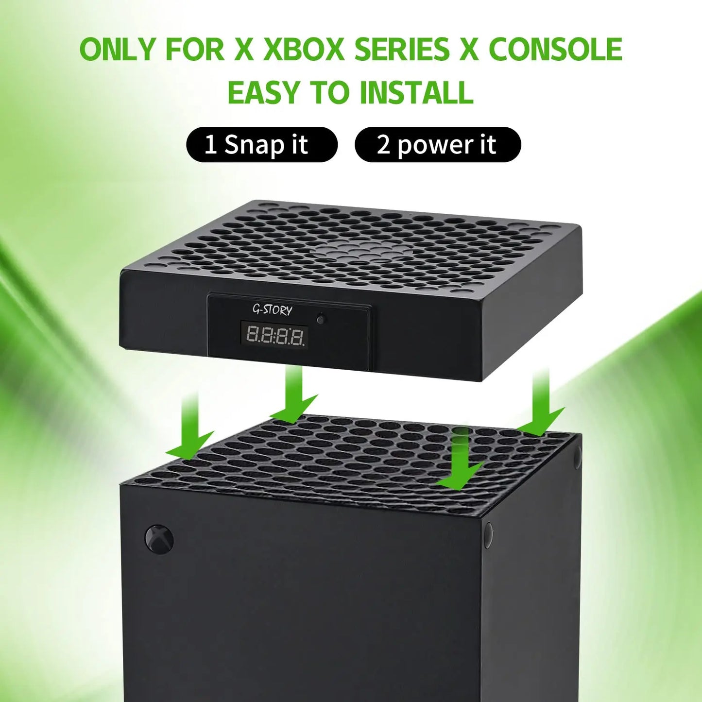 G-STORY Xbox Series X Cooling Fan with Automatic Temperature-Based Speed Adjustment, LED Display, High-Performance Cooling, Low Noise Operation, and RGB Lighting - 3 Speed Options (1500/1750/2000 RPM, 140MM)