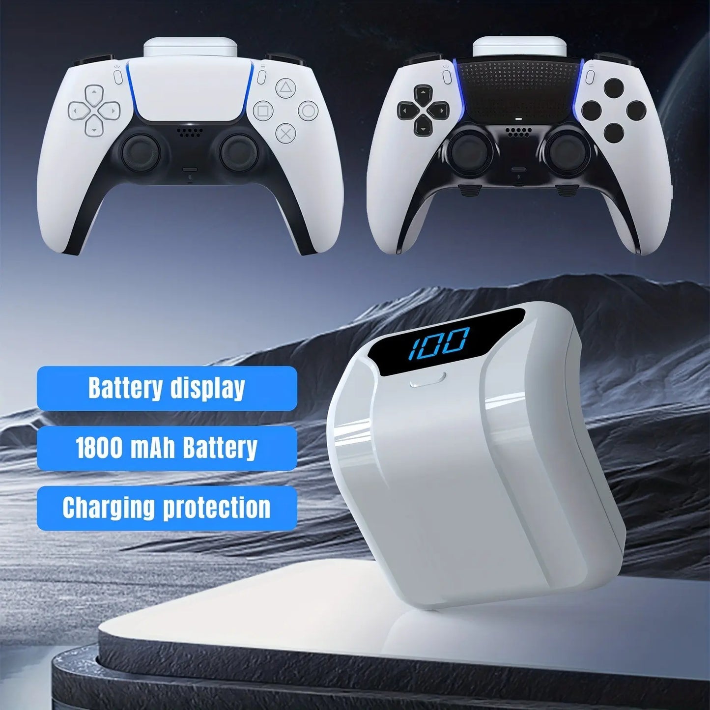 High-Capacity External Battery for PlayStation 5 Controllers, 1800mAh Power Bank with Backpack-Style Design, Enhanced Durability and Safety Features
