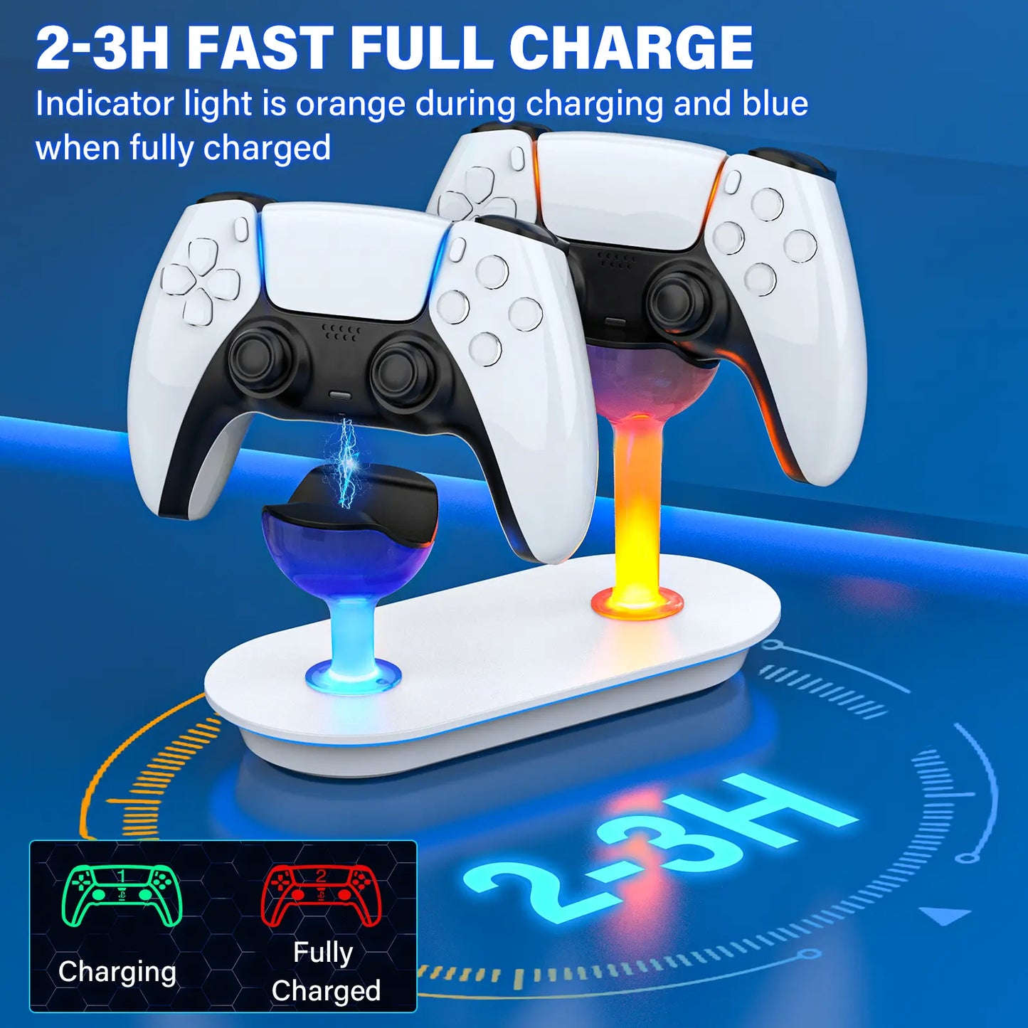 2026 PS5 DualSense Controller Charger with LED Lighting, Fast Charging, Overcharge Protection, and USB Compatibility - Essential PS5 Accessory